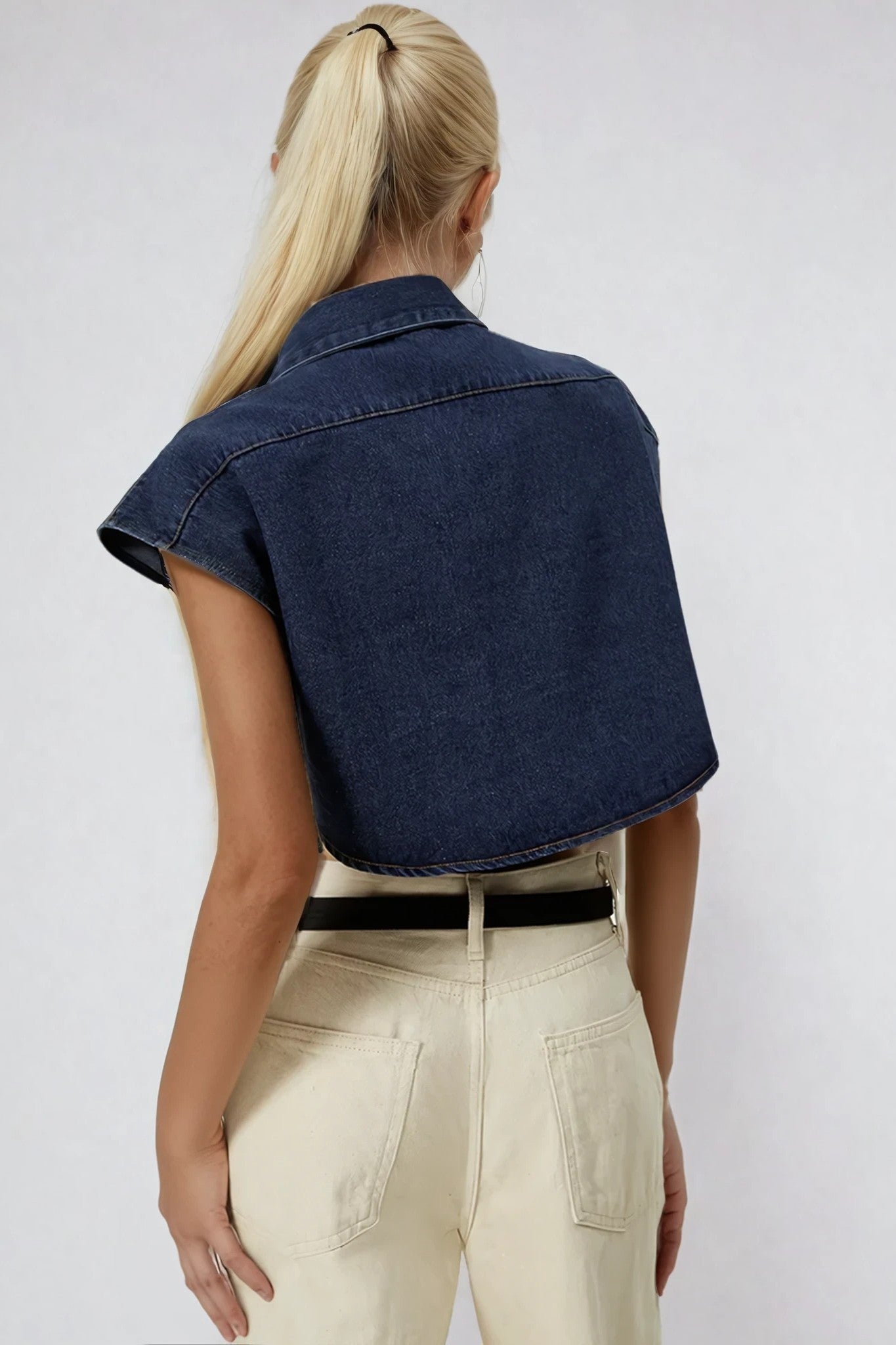 Elena Cropped Denim Top (SEPTIEMBRE)