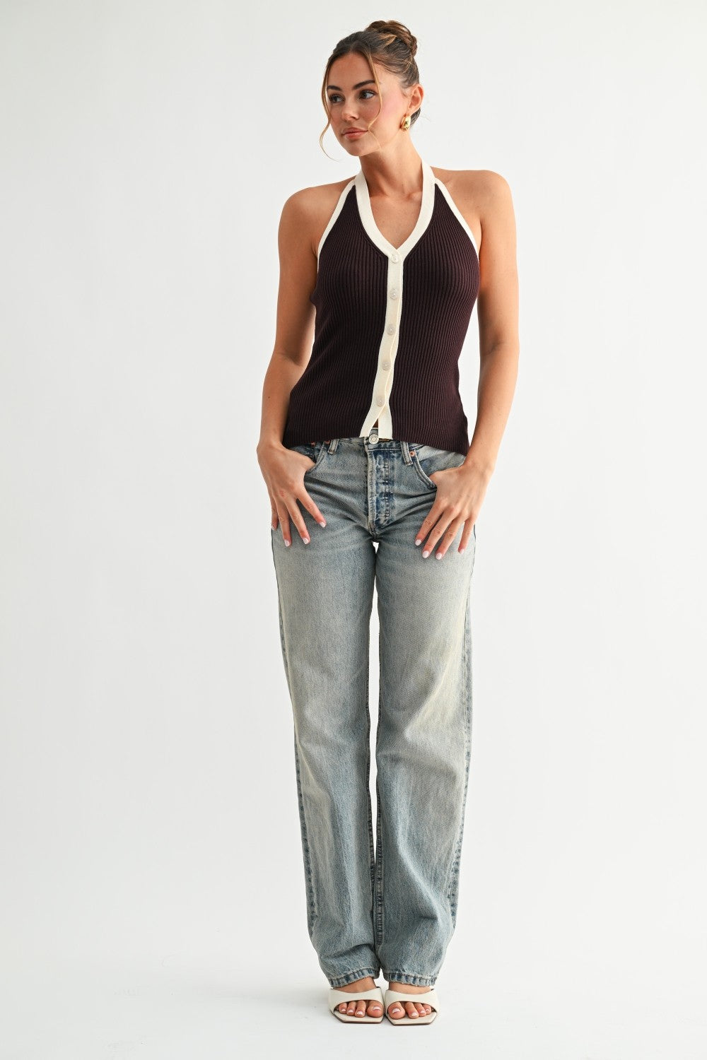 Nia Knit Button Top