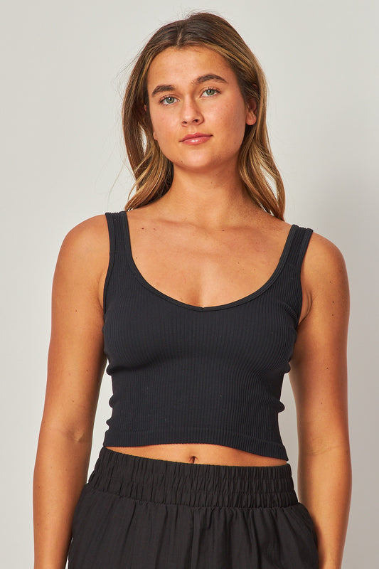 Ceci Ribbed V-Neck Top