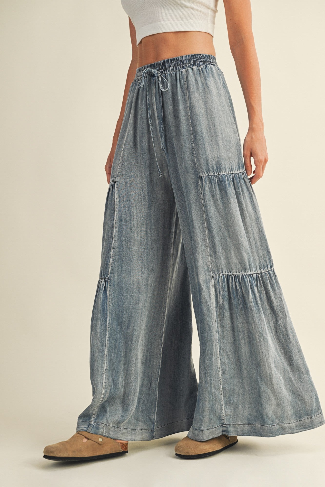 Ruffle Side Washed Pant