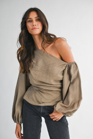 Olive One Shoulder Top (NOVIEMBRE)