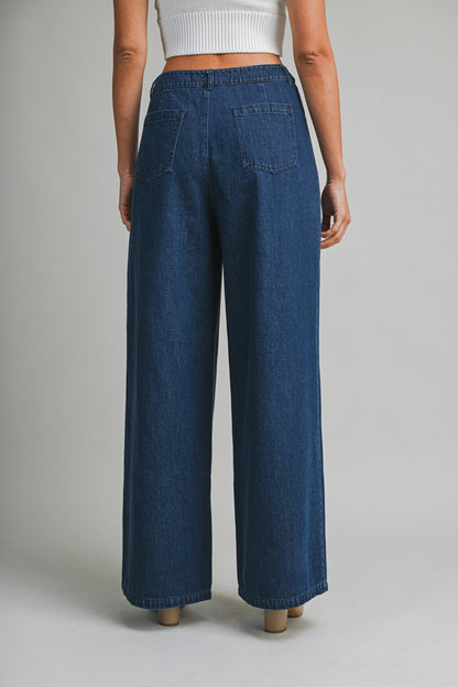 Denim Pleated Pant