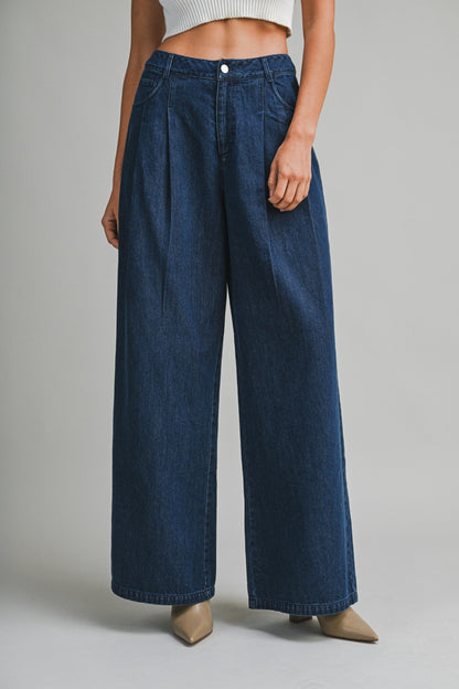 Denim Pleated Pant