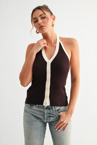 Nia Knit Button Top